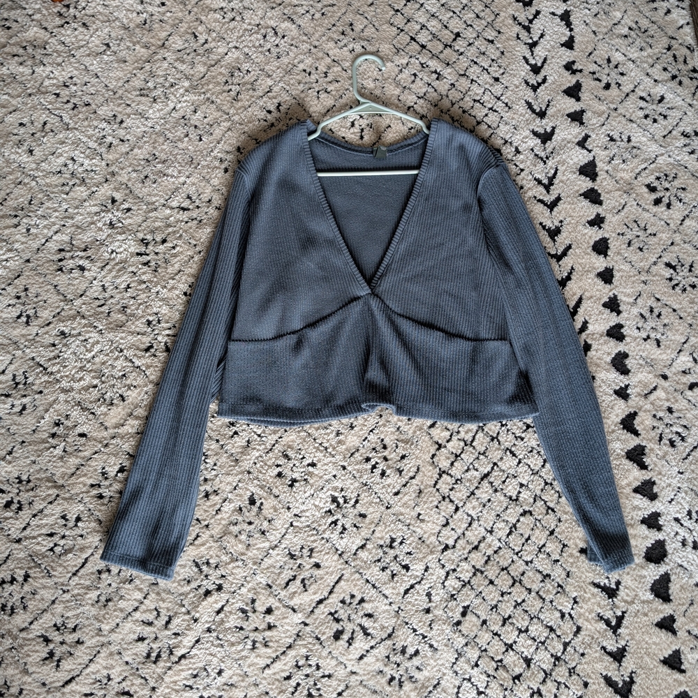 Wild Fable Blue Crop Long Sleeve Tee